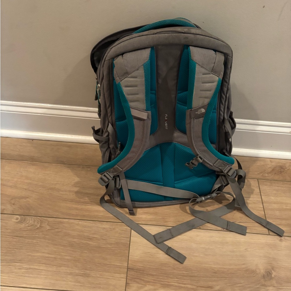 North Face Teal and Gray Backpack